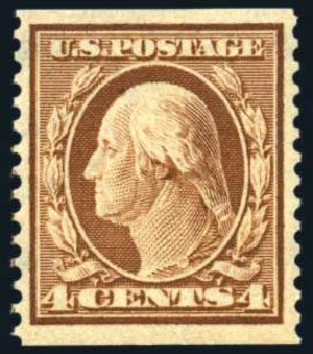 US Stamp Price Scott Catalogue 354 - 1909 4c Washington Coil. Harmer-Schau Auction Galleries, Feb 2010, Sale 84, Lot 1544