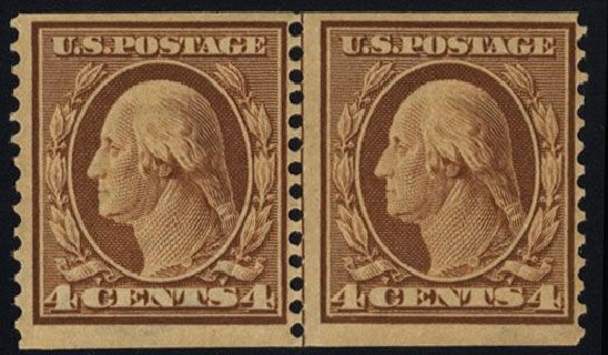 Values of US Stamp Scott # 354 - 4c 1909 Washington Coil. Cherrystone Auctions, Mar 2008, Sale 200803, Lot 255