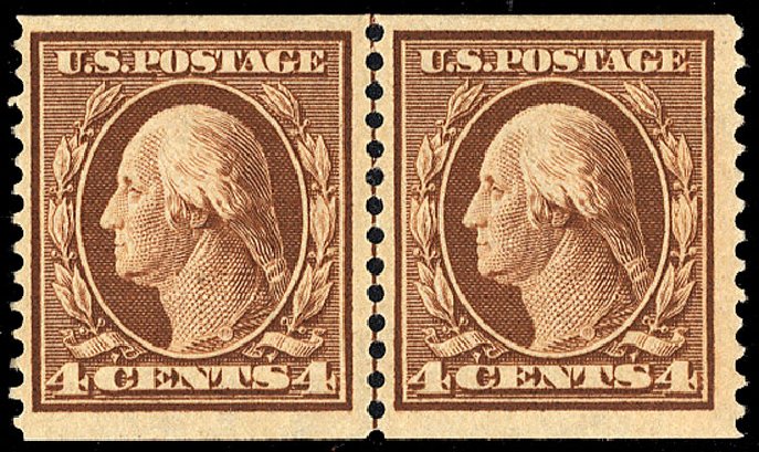 Prices of US Stamps Scott Catalog #354: 1909 4c Washington Coil. Cherrystone Auctions, Nov 2009, Sale 200911, Lot 3115
