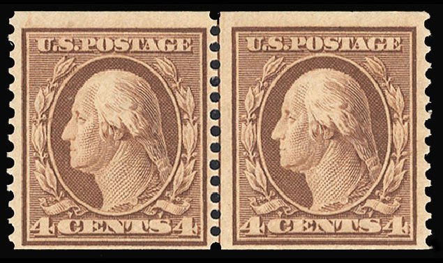 Price of US Stamp Scott 354: 1909 4c Washington Coil. Cherrystone Auctions, Sep 2010, Sale 201009, Lot 95