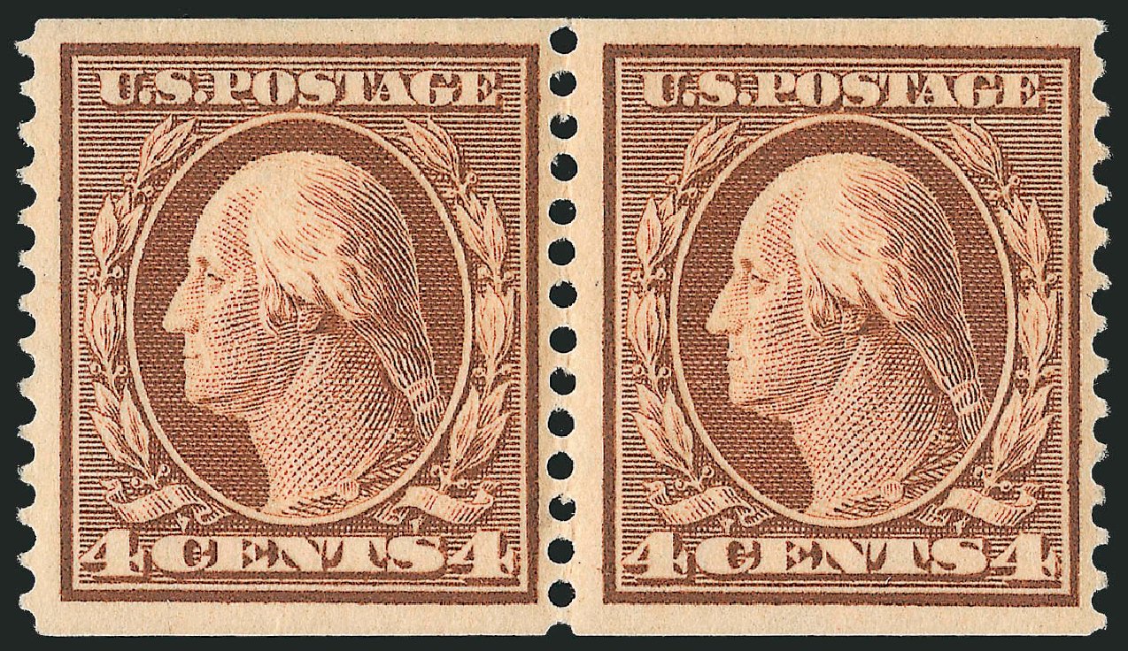 Value of US Stamp Scott Catalogue #354: 1909 4c Washington Coil. Robert Siegel Auction Galleries, Mar 2014, Sale 1067, Lot 1435