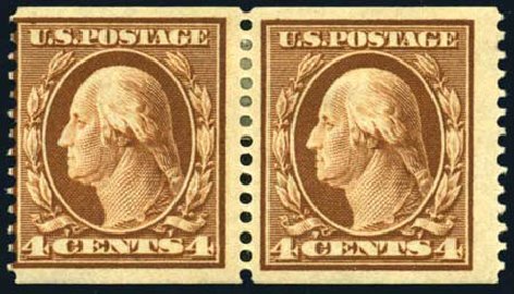 Cost of US Stamps Scott #354: 1909 4c Washington Coil. Harmer-Schau Auction Galleries, Oct 2008, Sale 79, Lot 182