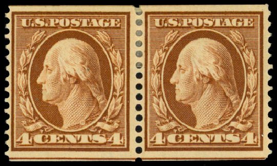 US Stamps Price Scott Catalogue 354: 4c 1909 Washington Coil. Daniel Kelleher Auctions, May 2014, Sale 652, Lot 532