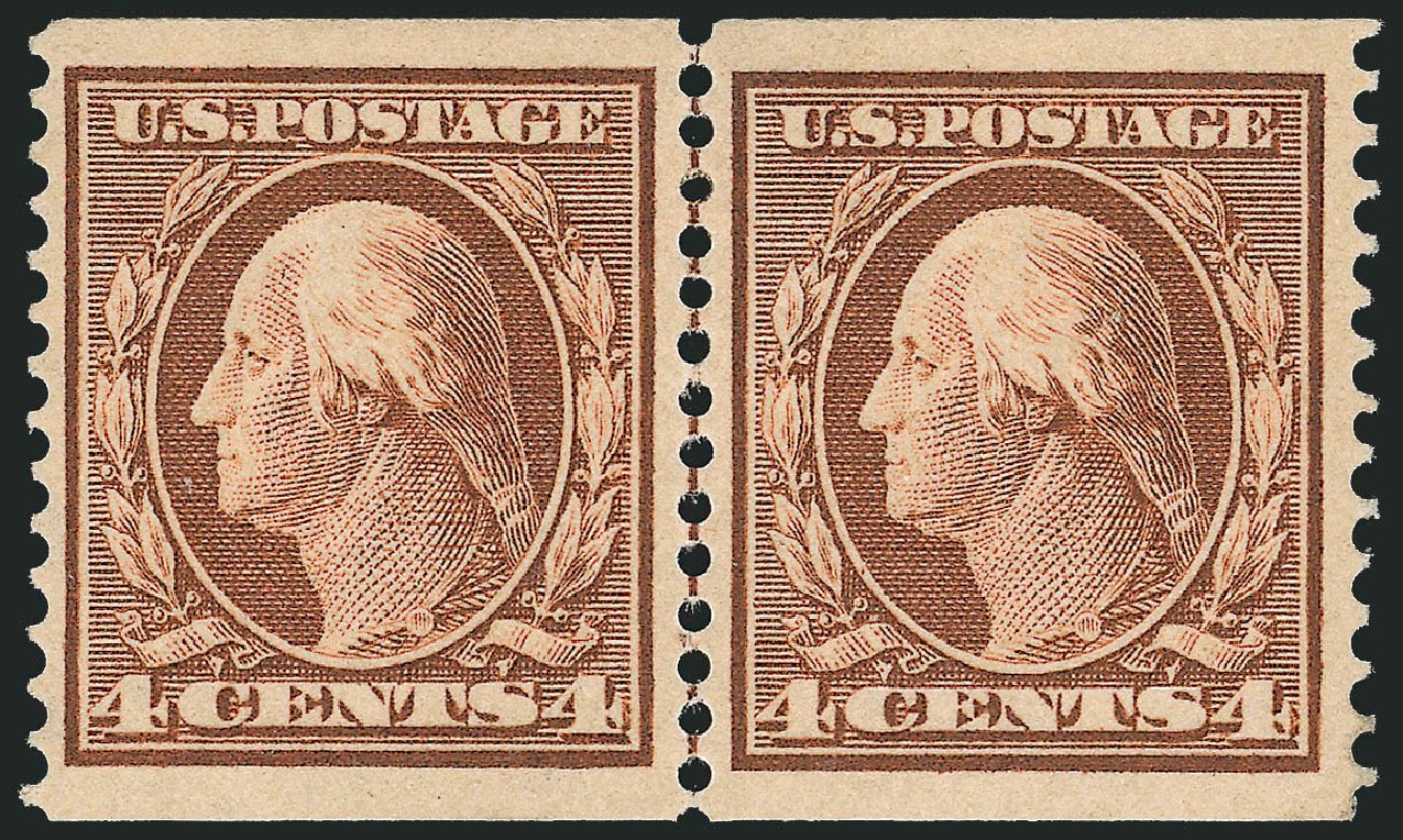 US Stamp Prices Scott 354: 4c 1909 Washington Coil. Robert Siegel Auction Galleries, Oct 2010, Sale 997, Lot 5902