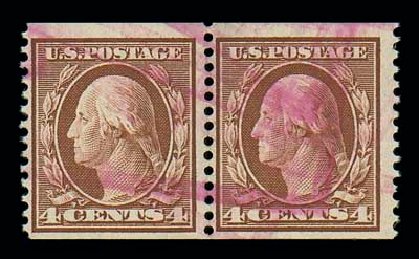 Value of US Stamps Scott Catalog 354 - 1909 4c Washington Coil. Matthew Bennett International, Dec 2007, Sale 325, Lot 1983