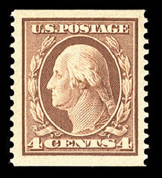 Values of US Stamp Scott Catalog 354: 4c 1909 Washington Coil. Cherrystone Auctions, Jul 2010, Sale 201007, Lot 53