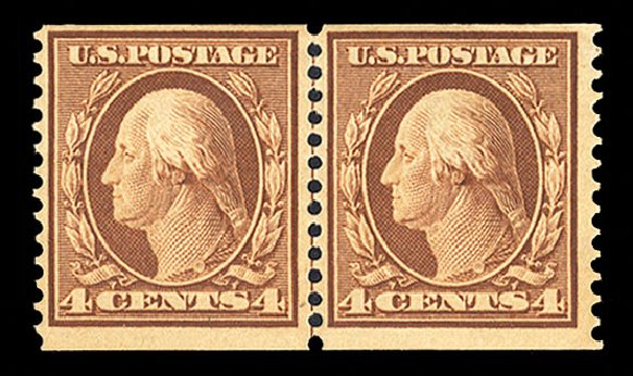 Price of US Stamps Scott Cat. #354 - 4c 1909 Washington Coil. Cherrystone Auctions, Jul 2013, Sale 201307, Lot 123
