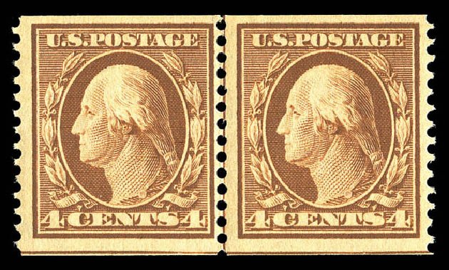 US Stamp Value Scott Catalog 354 - 1909 4c Washington Coil. Matthew Bennett International, Sep 2012, Sale 346, Lot 806