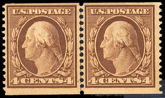 US Stamps Prices Scott Catalogue # 354 - 4c 1909 Washington Coil. Cherrystone Auctions, Mar 2009, Sale 200903, Lot 206