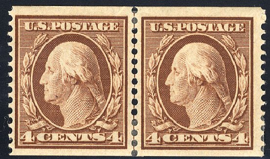 Price of US Stamps Scott Catalogue 354: 1909 4c Washington Coil. Cherrystone Auctions, Jan 2010, Sale 201001, Lot 146