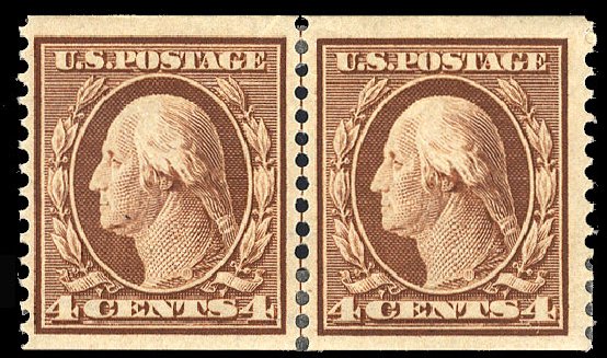 Costs of US Stamps Scott Catalogue # 354: 4c 1909 Washington Coil. Cherrystone Auctions, Apr 2012, Sale 201204, Lot 116
