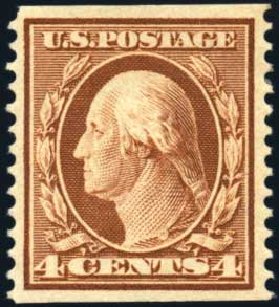 Price of US Stamps Scott Cat. # 354 - 4c 1909 Washington Coil. Harmer-Schau Auction Galleries, Oct 2010, Sale 87, Lot 276