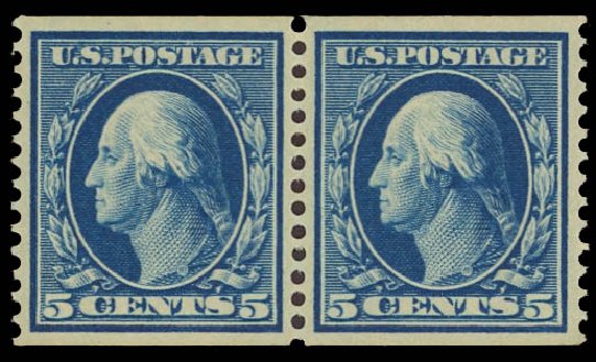 Value of US Stamp Scott Catalogue #355 - 5c 1909 Washington Coil. Daniel Kelleher Auctions, Apr 2012, Sale 629, Lot 307