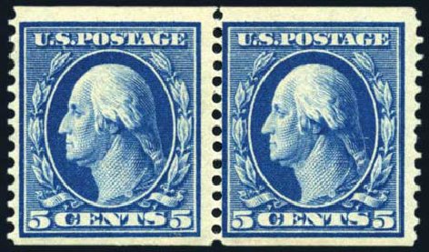 US Stamps Values Scott # 355: 5c 1909 Washington Coil. Harmer-Schau Auction Galleries, Feb 2010, Sale 84, Lot 1548