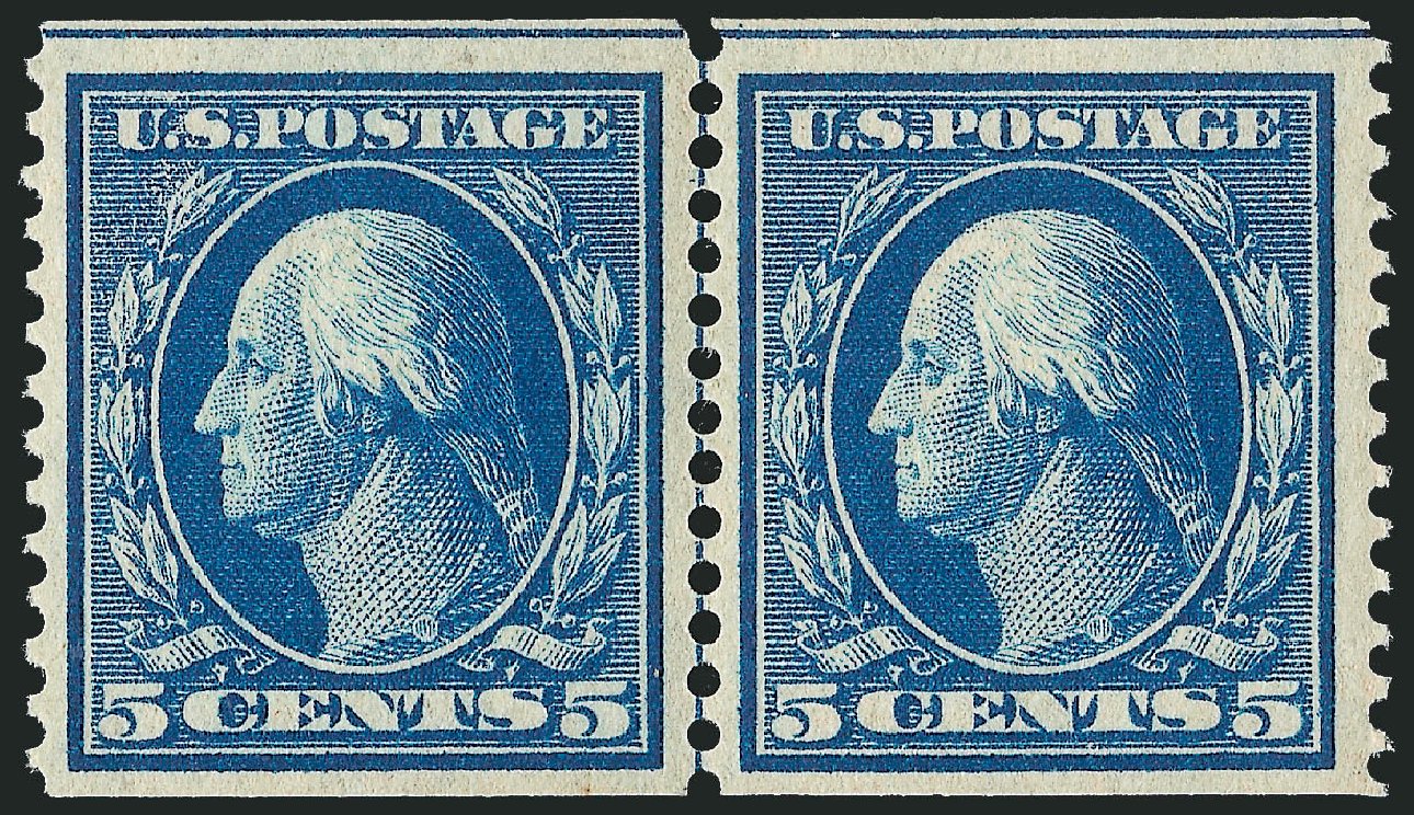Values of US Stamp Scott #355: 5c 1909 Washington Coil. Robert Siegel Auction Galleries, Oct 2012, Sale 1033, Lot 4198