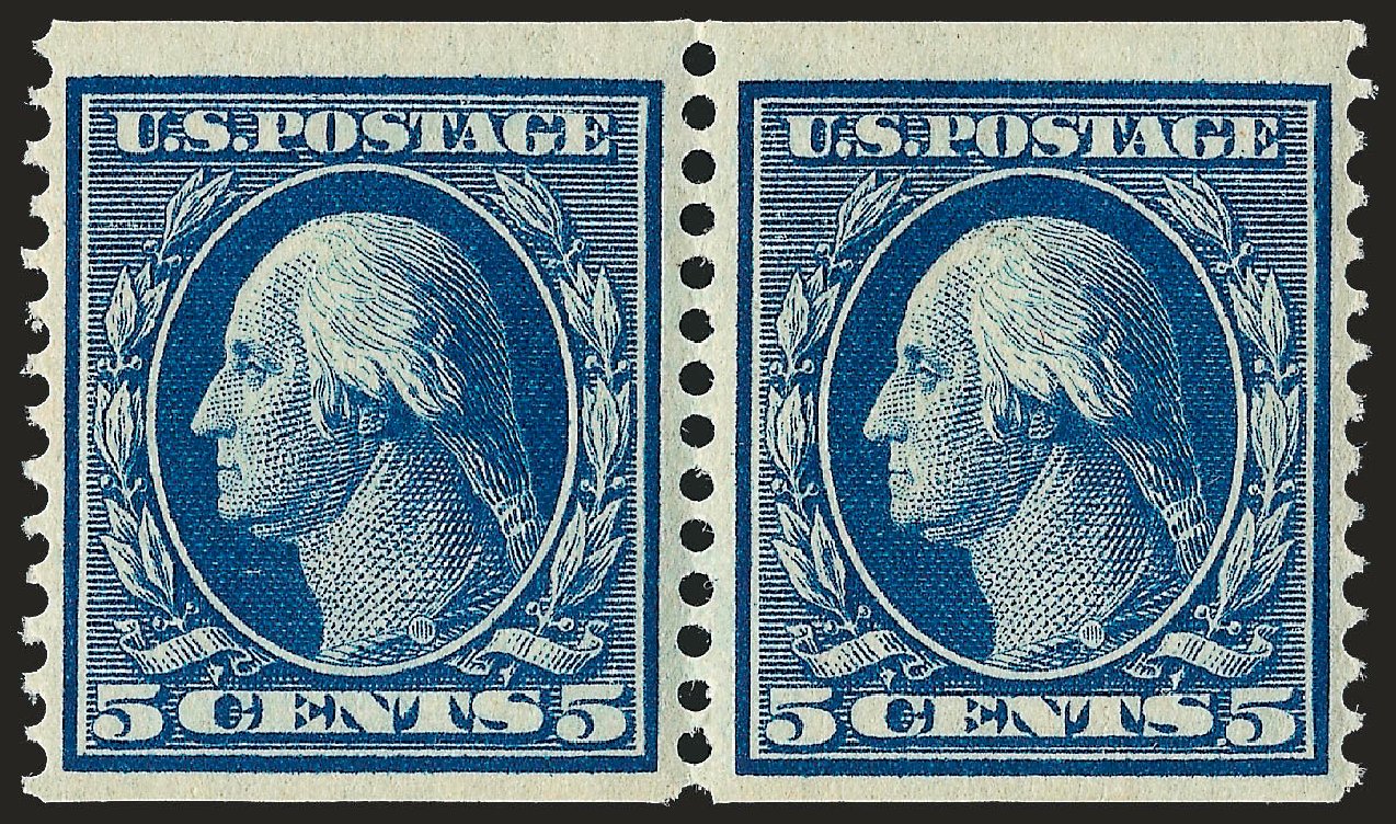 Values of US Stamps Scott #355 - 1909 5c Washington Coil. Robert Siegel Auction Galleries, Sep 2008, Sale 962, Lot 2668