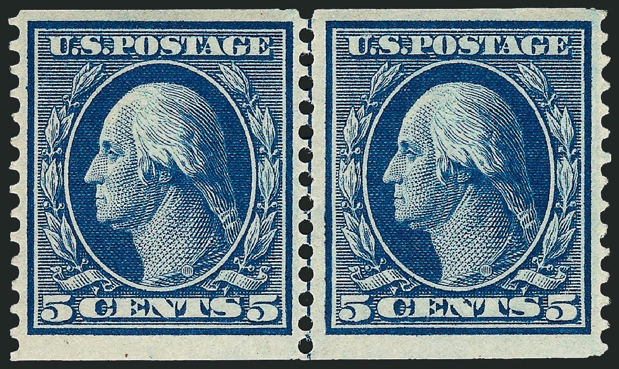 Values of US Stamp Scott Cat. 355: 1909 5c Washington Coil. Robert Siegel Auction Galleries, Oct 2008, Sale 963, Lot 949