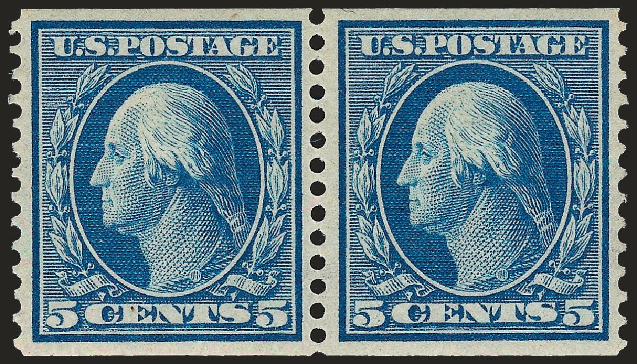 Values of US Stamp Scott Cat. # 355: 1909 5c Washington Coil. Robert Siegel Auction Galleries, Sep 2009, Sale 968B, Lot 459