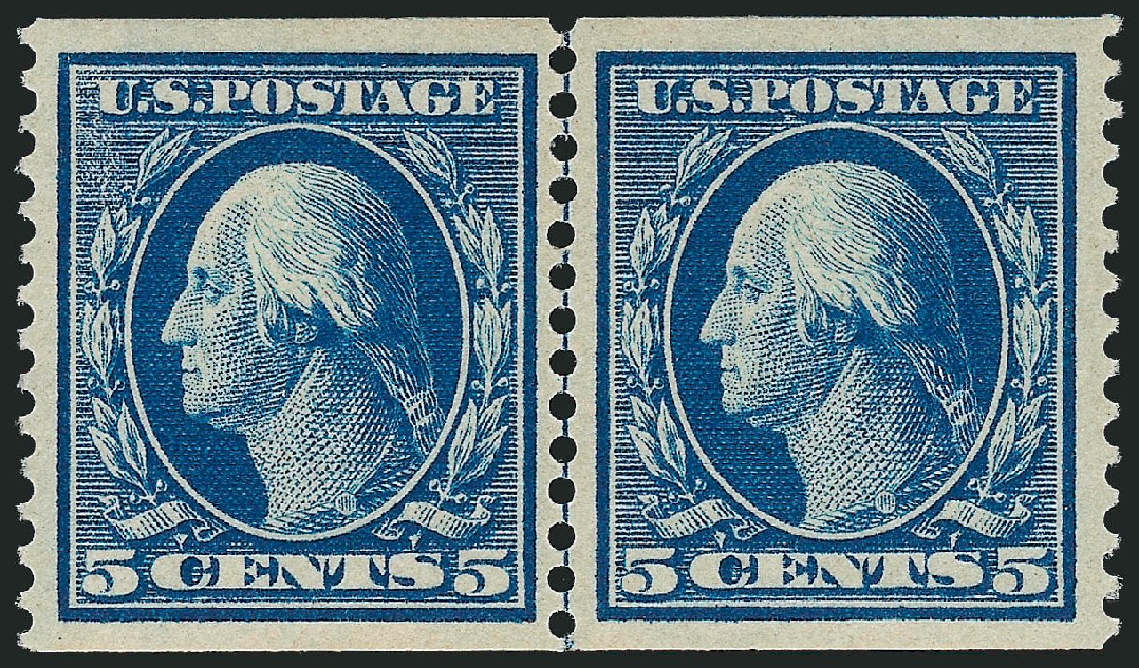 US Stamps Values Scott Catalogue 355 - 5c 1909 Washington Coil. Robert Siegel Auction Galleries, Oct 2011, Sale 1013, Lot 370