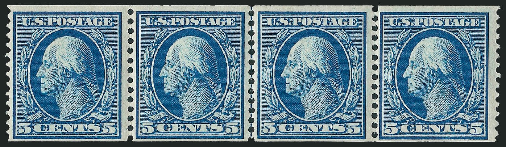 Cost of US Stamps Scott Catalogue 355 - 1909 5c Washington Coil. Robert Siegel Auction Galleries, Mar 2012, Sale 1019, Lot 740