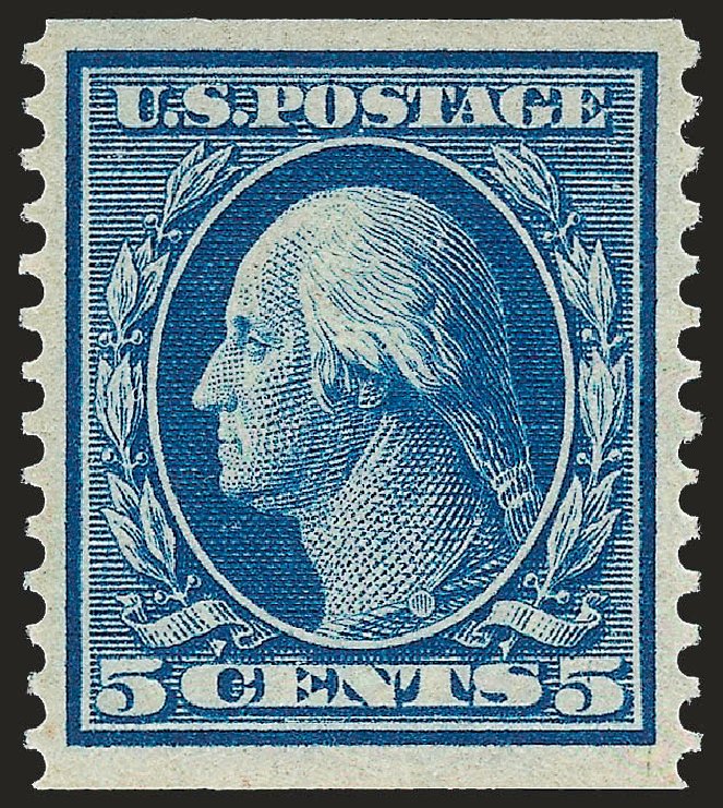 US Stamp Values Scott # 355 - 5c 1909 Washington Coil. Robert Siegel Auction Galleries, Sep 2009, Sale 968B, Lot 460
