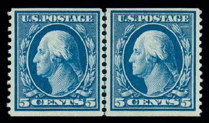 US Stamp Prices Scott Catalog 355 - 1909 5c Washington Coil. Matthew Bennett International, Oct 2007, Sale 320, Lot 561