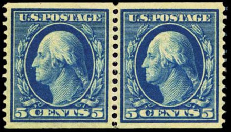 US Stamps Values Scott Catalogue #355 - 1909 5c Washington Coil. Harmer-Schau Auction Galleries, Feb 2012, Sale 92, Lot 1101