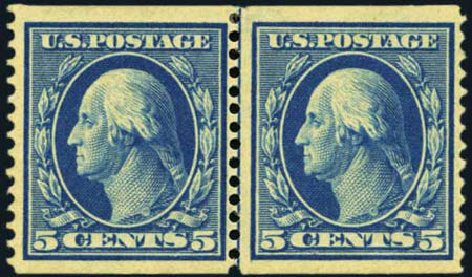 US Stamps Value Scott #355 - 1909 5c Washington Coil. Harmer-Schau Auction Galleries, Aug 2012, Sale 94, Lot 1504