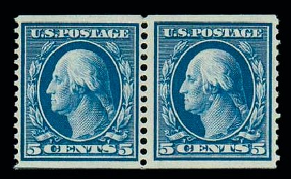 Values of US Stamp Scott 355: 1909 5c Washington Coil. Matthew Bennett International, Dec 2007, Sale 325, Lot 1985