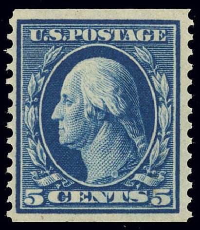 Value of US Stamp Scott Cat. # 355 - 5c 1909 Washington Coil. Daniel Kelleher Auctions, Feb 2013, Sale 634, Lot 225