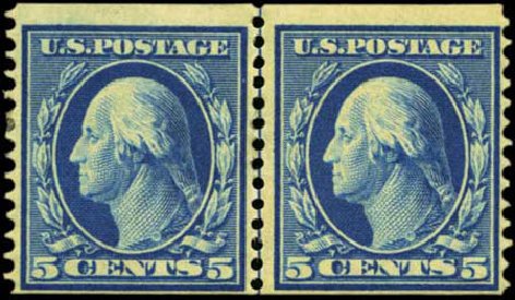 Values of US Stamp Scott Catalog #355 - 5c 1909 Washington Coil. Harmer-Schau Auction Galleries, Feb 2012, Sale 92, Lot 1102