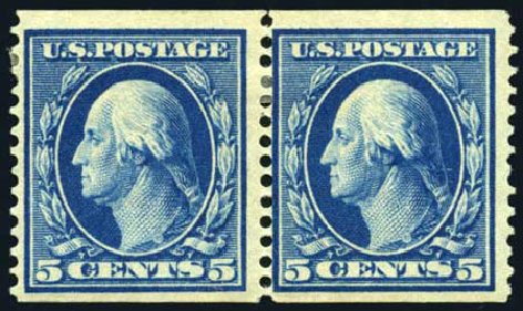 Prices of US Stamp Scott Catalogue # 355 - 5c 1909 Washington Coil. Harmer-Schau Auction Galleries, Oct 2008, Sale 79, Lot 183
