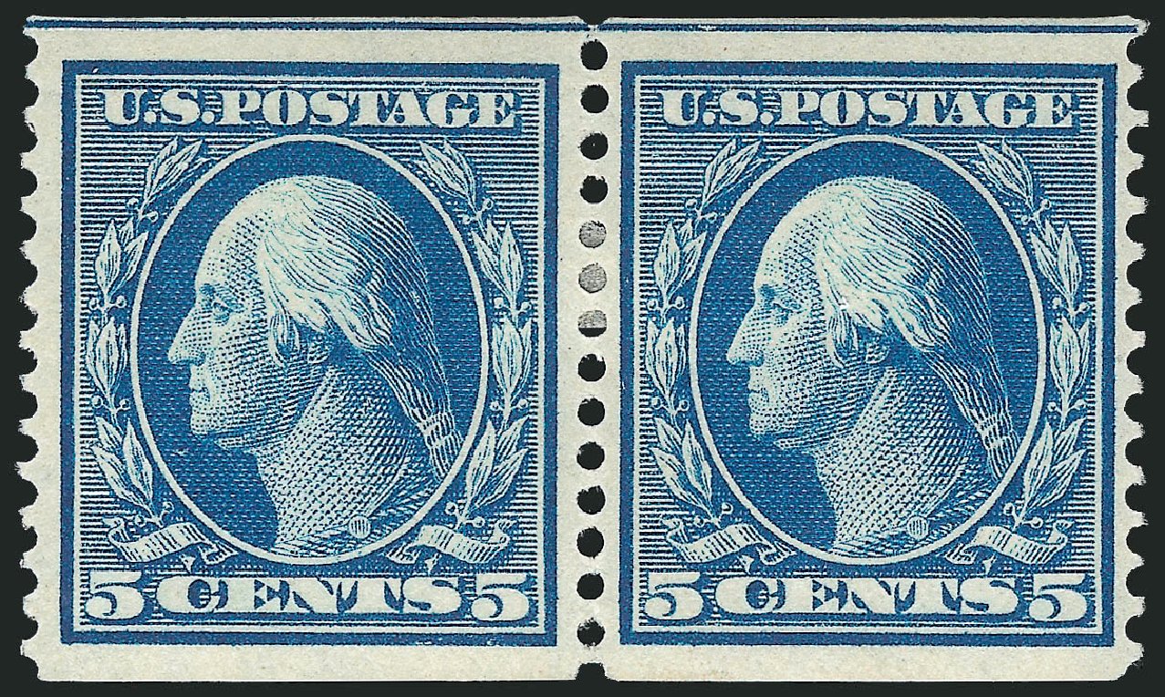 Value of US Stamps Scott Catalog 355 - 1909 5c Washington Coil. Robert Siegel Auction Galleries, Feb 2015, Sale 1092, Lot 1286