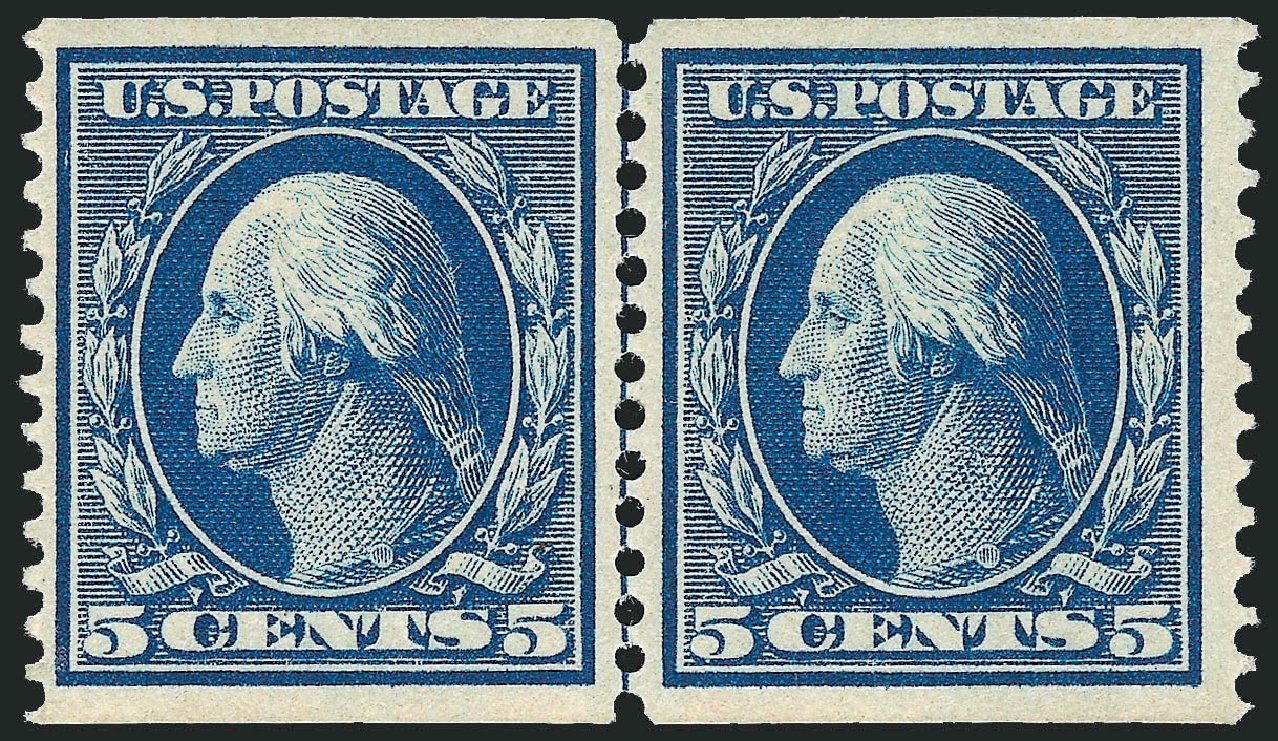 US Stamp Prices Scott #355: 5c 1909 Washington Coil. Robert Siegel Auction Galleries, Oct 2010, Sale 997, Lot 5906