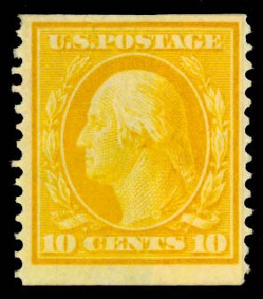 Values of US Stamp Scott Cat. # 356 - 1909 10c Washington Coil. Daniel Kelleher Auctions, Sep 2013, Sale 639, Lot 1130