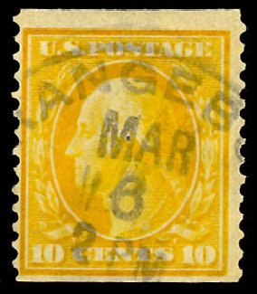 US Stamps Values Scott 356: 10c 1909 Washington Coil. Daniel Kelleher Auctions, Dec 2012, Sale 633, Lot 631