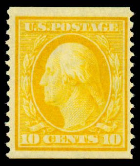 US Stamp Prices Scott 356: 10c 1909 Washington Coil. Daniel Kelleher Auctions, Sep 2013, Sale 639, Lot 3454