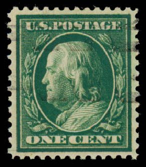 US Stamp Value Scott #357: 1c 1909 Franklin Bluish Paper. Daniel Kelleher Auctions, Sep 2013, Sale 639, Lot 3457