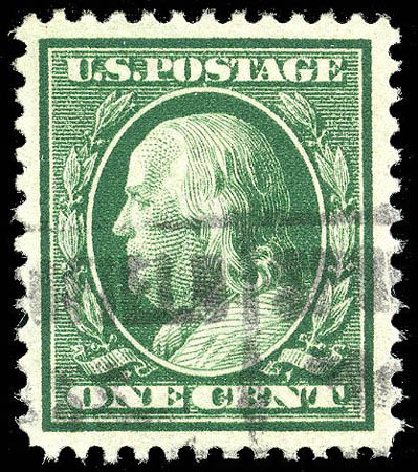 US Stamps Values Scott Catalog #357: 1c 1909 Franklin Bluish Paper. Matthew Bennett International, Apr 2008, Sale 326, Lot 348