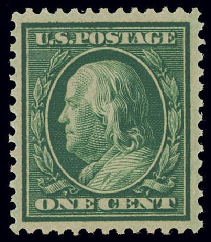 US Stamp Prices Scott Catalog 357: 1909 1c Franklin Bluish Paper. Daniel Kelleher Auctions, Feb 2013, Sale 634, Lot 230