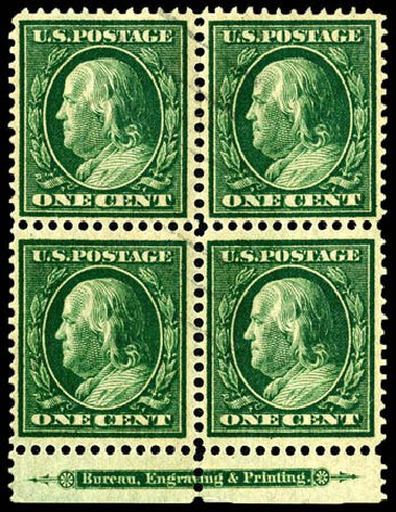 US Stamp Values Scott 357: 1c 1909 Franklin Bluish Paper. Matthew Bennett International, Dec 2008, Sale 330, Lot 1754