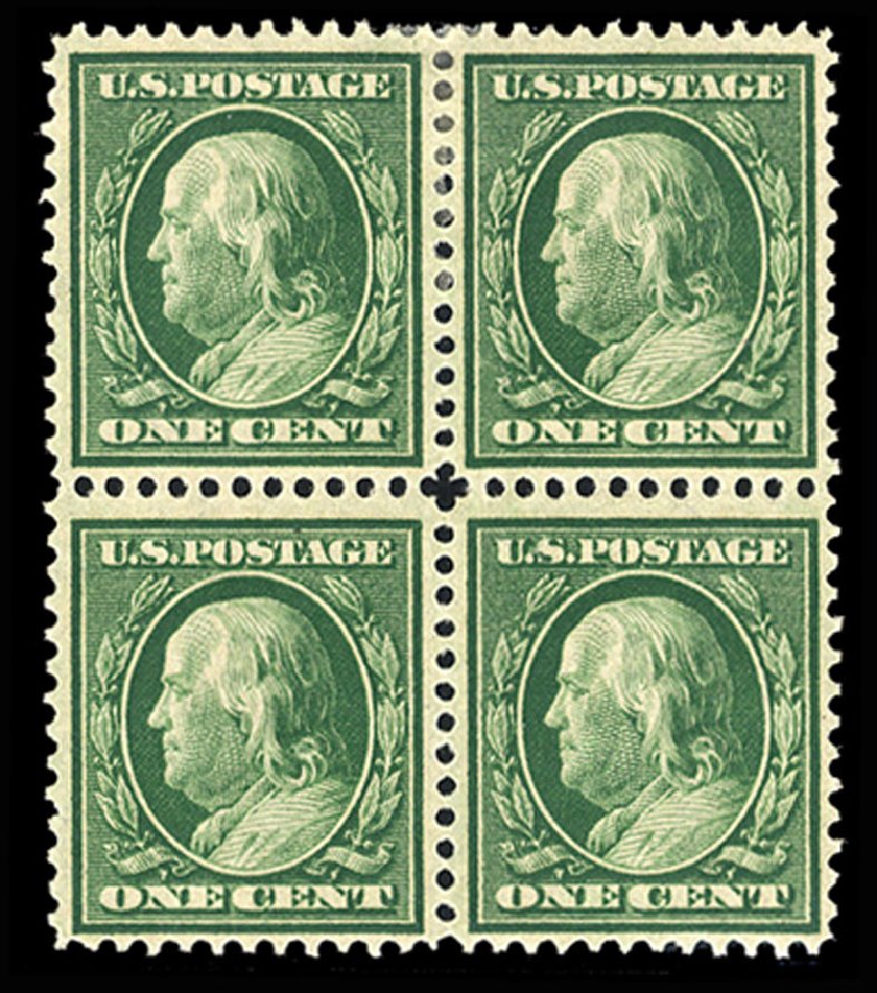 US Stamp Price Scott Catalogue 357: 1c 1909 Franklin Bluish Paper. Cherrystone Auctions, Oct 2012, Sale 201210, Lot 134