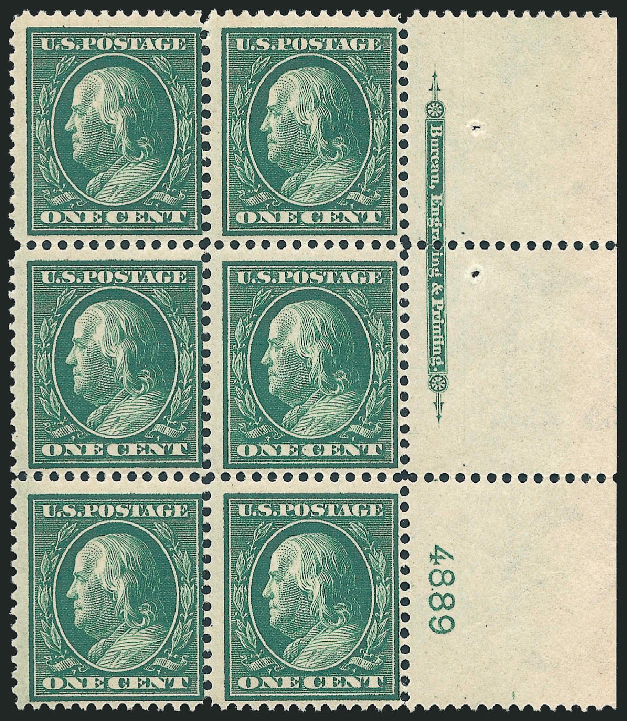 US Stamp Prices Scott # 357: 1c 1909 Franklin Bluish Paper. Robert Siegel Auction Galleries, Apr 2009, Sale 971, Lot 1564