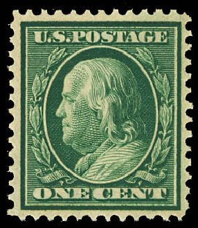 Prices of US Stamps Scott Catalog # 357 - 1909 1c Franklin Bluish Paper. Daniel Kelleher Auctions, Dec 2012, Sale 633, Lot 632
