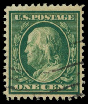 Value of US Stamps Scott Catalogue 357: 1c 1909 Franklin Bluish Paper. Daniel Kelleher Auctions, Sep 2013, Sale 639, Lot 1133