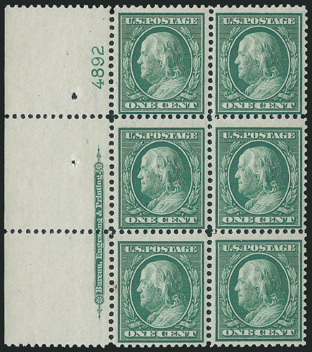 US Stamp Prices Scott Catalog 357: 1c 1909 Franklin Bluish Paper. Robert Siegel Auction Galleries, Mar 2011, Sale 1007, Lot 2663
