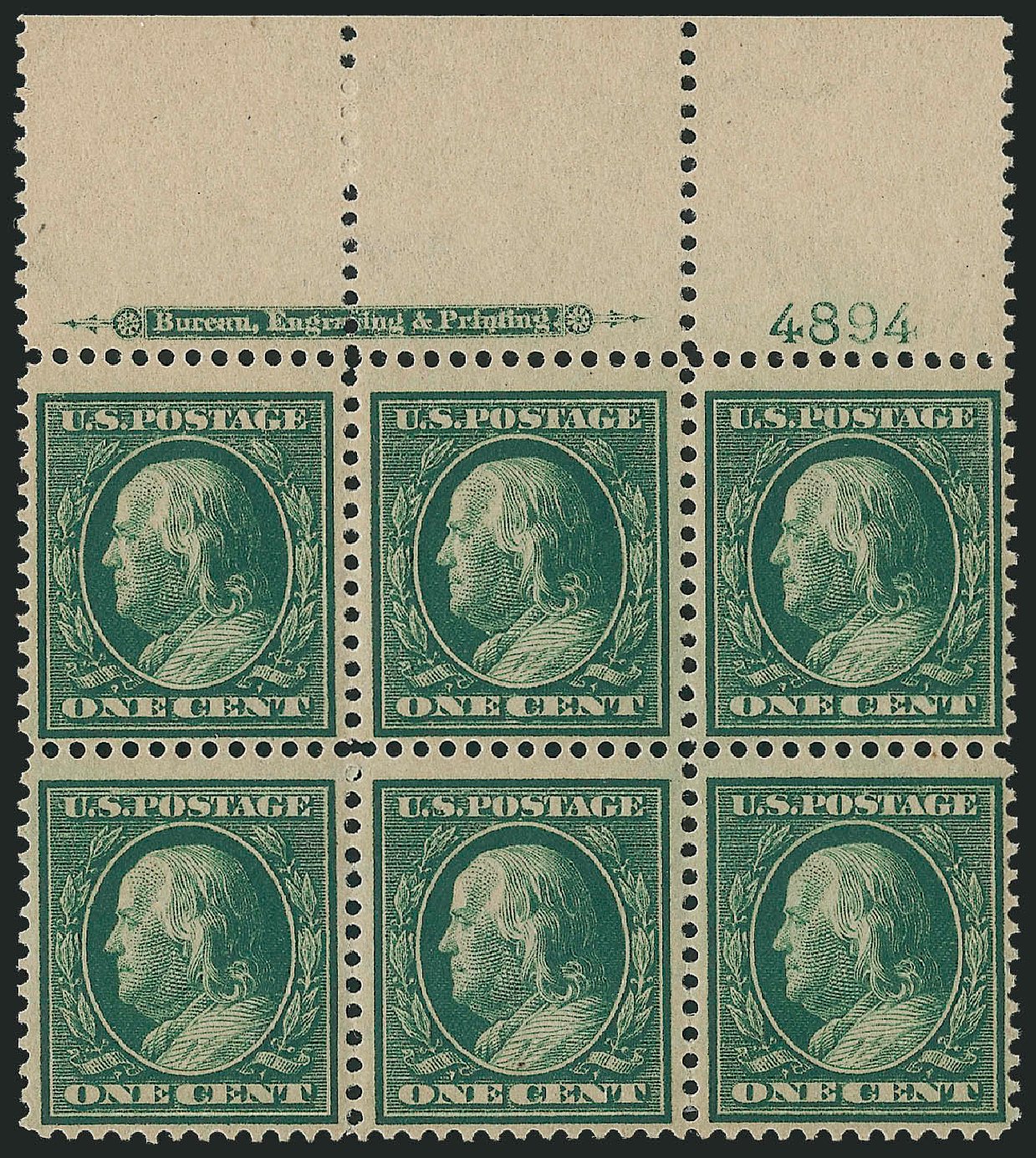 Prices of US Stamp Scott Catalog 357 - 1c 1909 Franklin Bluish Paper. Robert Siegel Auction Galleries, Dec 2012, Sale 1037, Lot 2003