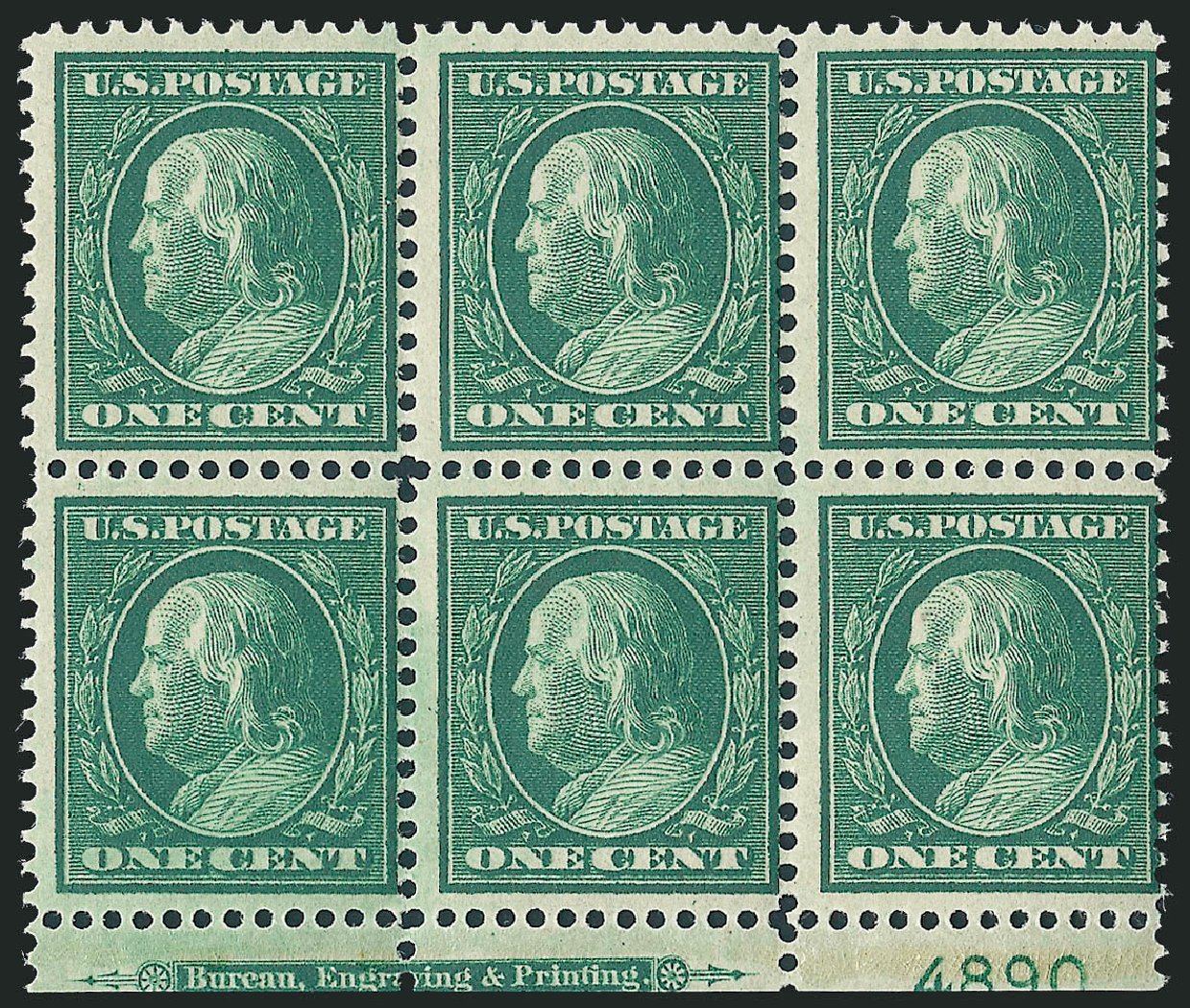 US Stamps Price Scott Catalog # 357: 1c 1909 Franklin Bluish Paper. Robert Siegel Auction Galleries, Apr 2009, Sale 971, Lot 1566