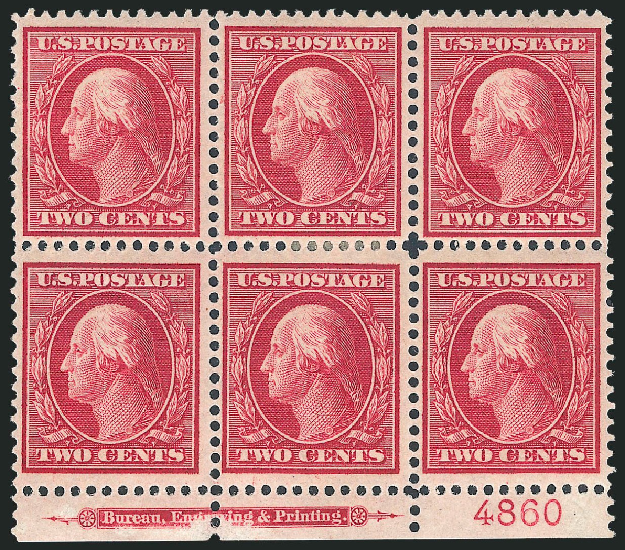 US Stamp Prices Scott Cat. # 358: 2c 1909 Washington Bluish Paper. Robert Siegel Auction Galleries, Mar 2013, Sale 1040, Lot 1727