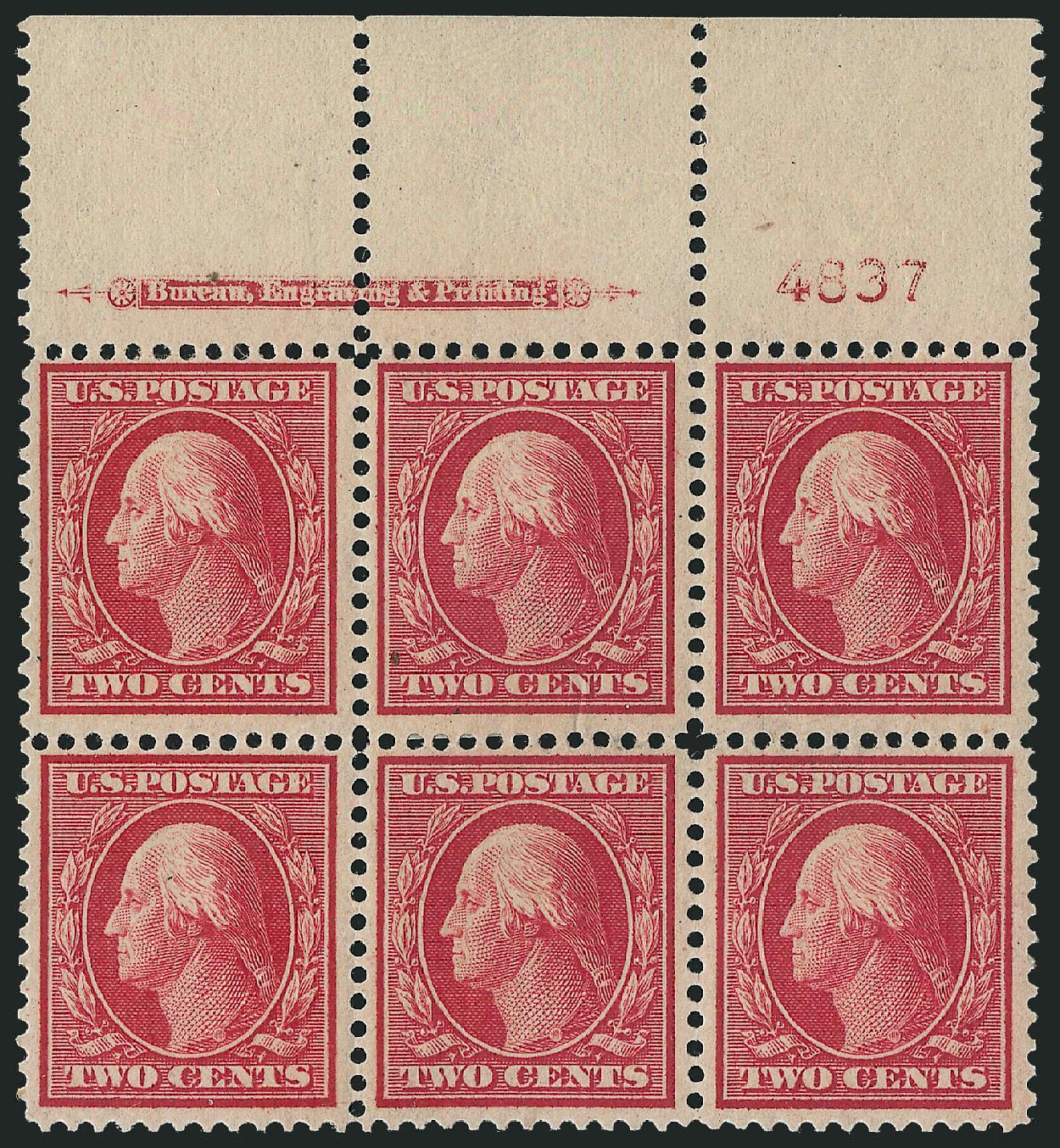 US Stamps Prices Scott Catalogue 358 - 1909 2c Washington Bluish Paper. Robert Siegel Auction Galleries, Sep 2014, Sale 1078, Lot 487